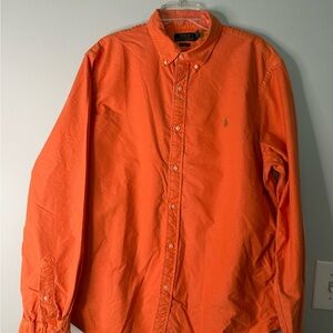 Ralph Lauren Men's Bright Orange Button Down Shirt